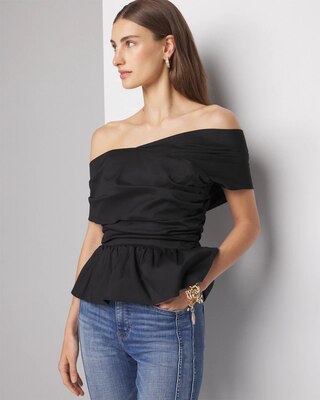Off-the-Shoulder Poplin Bustier | White House Black Market